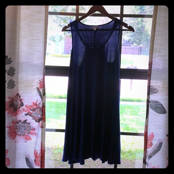 Cobalt blue hi-lo racerback trapeze dress - Picture 3 of 6